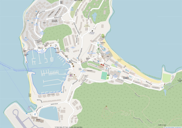 map of hamilton island highlighting apartments and key locations